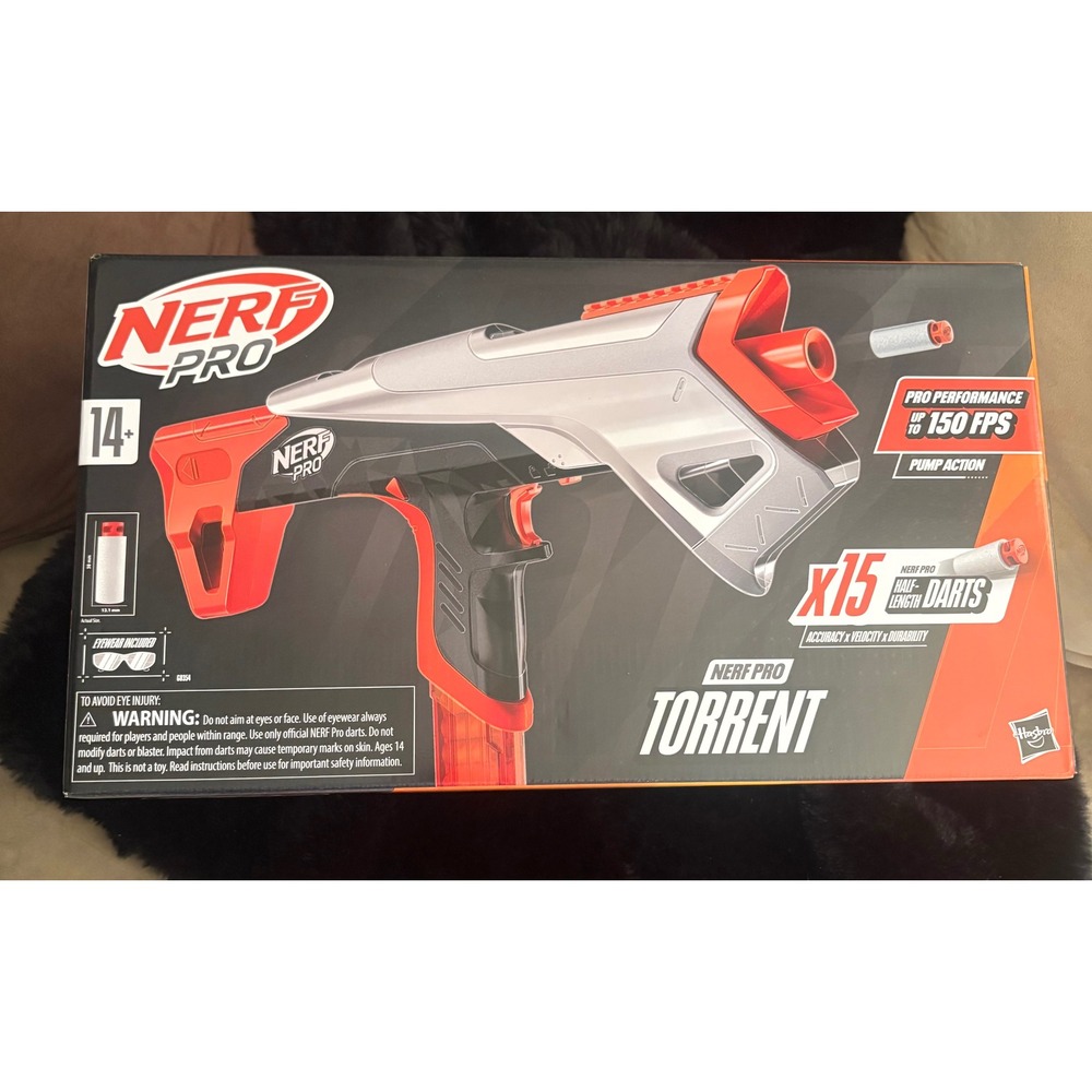 Nerf Pro Torrent Pump Action Blaster 150 FPS 15 Half Length Darts G0354 New
